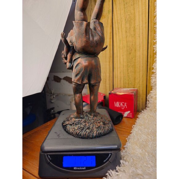 Bronze-Tone Resin Statue Of Children Playing 10.5" Tall Sculpture Rustic Home De - Picture 14 of 15